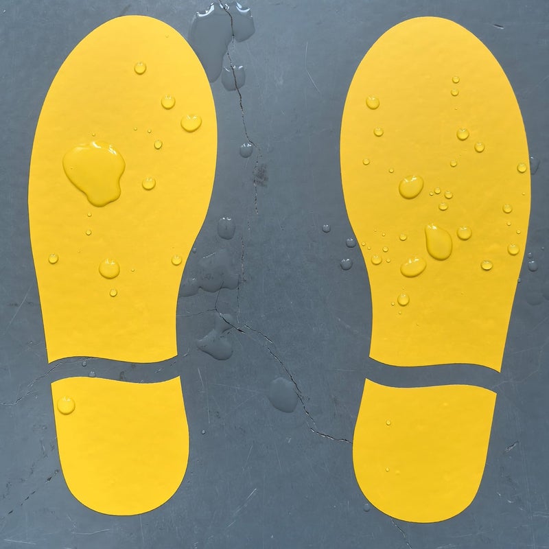 CAOCAOOO 20 Pairs 40 Prints Shoe Stickers 7 Inch Footprints Floor Decals Stickers Feet Distance Floor Sign Party Decor Guide (Yellow) - Image 4